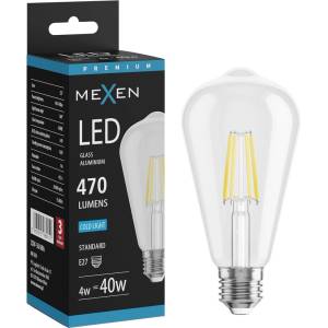 Mexen Vintis LED спираловидна крушка E27, ST64, 4W, Студена - 6500K, 470 lm, прозрачна (L152-E27-0465-00)