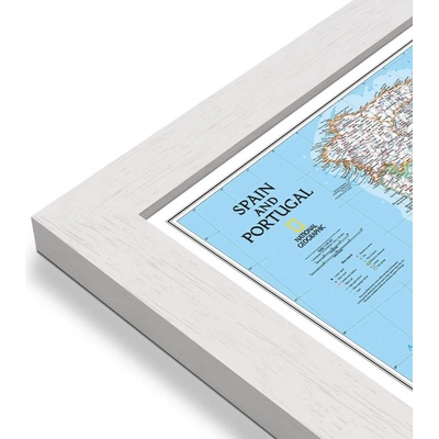 National Geographic Španělsko, Portugalsko - nástěnná mapa Classic 85 x 55 cm Varianta: mapa v dřevěném rámu, Provedení: Pegi bílý
