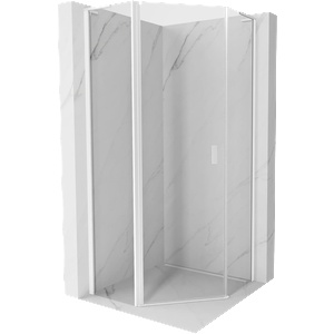 Mexen Mist L петоъгълна душ кабина с врата 90 x 90 см, прозрачна, бяла (8A8L-090-090-20-00)