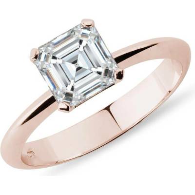 Klenota Prsten z růžového zlata s diamantem v brusu asscher K0868014