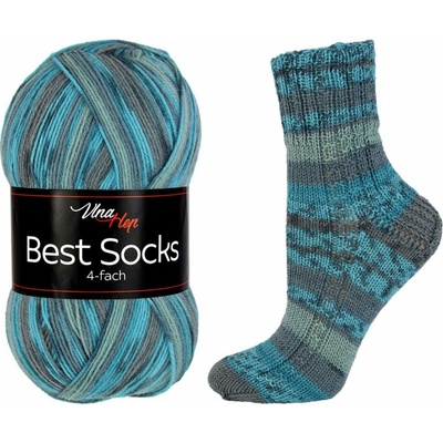 Vlna - Hep příze Best Socks 7309 tyrkysová, tmavě a světle šedá