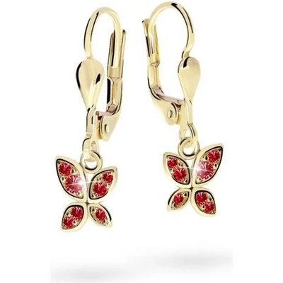 Danfil dětské náušnice C2259 ze žlutého zlata s kamínky Ruby Dark zapínání klapka