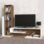 TopMebel Меламинов ТВ шкаф Bend TopMebel в бял - орех цвят 153, 6x39x131cm