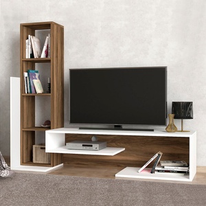 TopMebel Меламинов ТВ шкаф Bend TopMebel в бял - орех цвят 153, 6x39x131cm