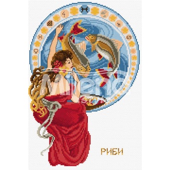 Milena Style Зодия Риби - гоблен със схема конци dmc Кръстат бод