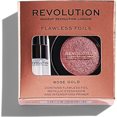 Makeup Revolution Комплект Makeup Revolution: Flawless Foils Vegan Eyeshadow Primer 2 ml + Flawless Foils Vegan Eyeshadow Palette Rose Gold 2 g