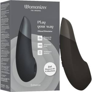 Womanizer Enhance 2в1 въздушно-вълнов стимулатор за клитор + вибратор (черен)