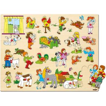 Woodyland Голям дървен пъзел с дръжки, Един ден във фермата (91912)