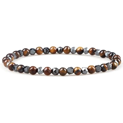 Daniel Dawson Korálkový náramek Dionigi Tygří oko a Hematit NR2113/19 Hnědá