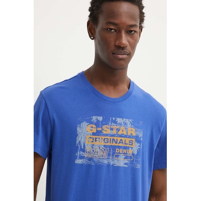 G-Star Raw Памучна тениска G-Star Raw в синьо с принт D24682-C506 (D24682.C506)