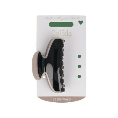 Solida Skřipec do vlasů velký černý/béžový shiny Sponky do vlasů Unisex 1 ks