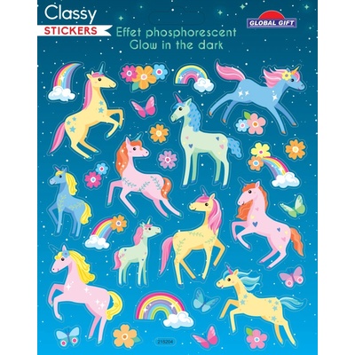 TEMPUSCreative Samolepky GG CLS 215204 svítící ve tmě Unicorns pastel