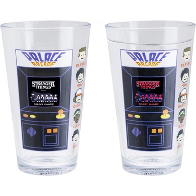CurePink Proměňovací sklenice Stranger Things Arcade Palace PP10172ST 450 ml