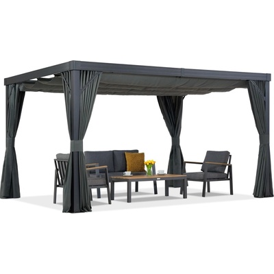 Garden Point Terasová pergola so závesmi Alicante 3x4 antracit