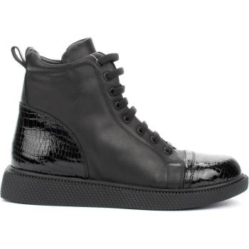 Image 1 of Равни боти комбинация лак с кожа