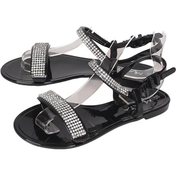 Черни дамски силиконови сандали с камъчета