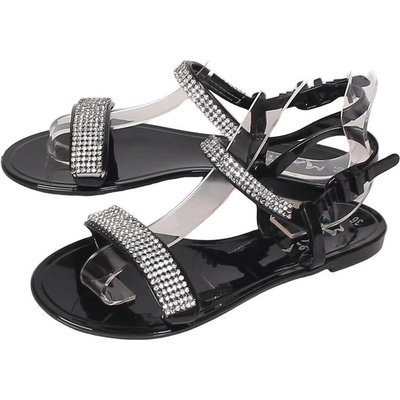 Черни дамски силиконови сандали с камъчета