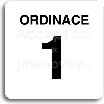 ACCEPT Piktogram ordinace 1 - bílá tabulka - černý tisk bez rámečku
