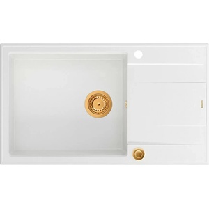 Quadron Вградена композитна мивка Quadron Unique Evan 136 XL бяла - медна 86x50 см (HCQE58650U1_PVDC1_P2O) Мивка за вграждане