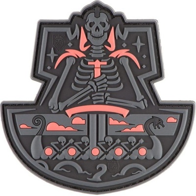 Gumová nášivka Jackets to Go Ghost Ship Skull - šedá