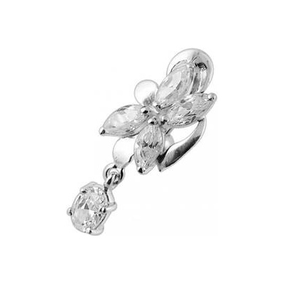 Šperky4U stříbrný piercing do pupíku se štítem obrácený BP01281-C