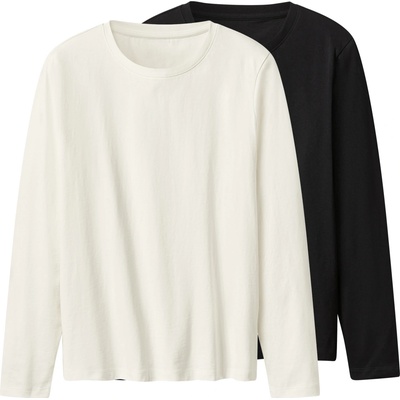 esmara Dámské triko s dlouhými rukávy, 2 kusy černá/bílá – Zboží Dáma