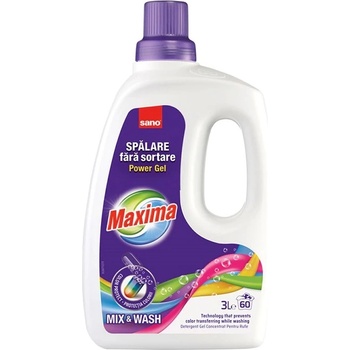 Sano Концентриран гел за пране Sano - Maxima Mix&Wash, 60 пранета, 3 L (7290107280570)