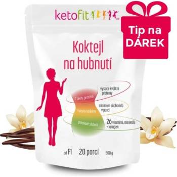 KetoFit Vanilkový koktejl 500g 20 porcí