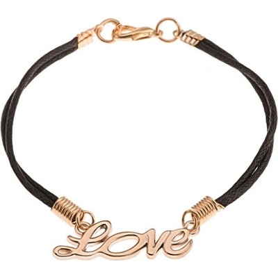Šperky eshop černý šňůrkový lesklý přívěsek nápis Love ve zlaté barvě SP35.15
