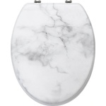 Pepita MDF Тоалетна седалка с бавно затварящ се капак - мрамор - бяло (P-7600)