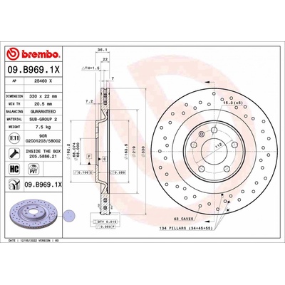 Brzdový kotouč BREMBO 09.B969.1X | Zboží Auto