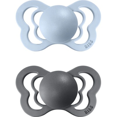 BIBS Couture Silicone Size 2: 6+ months биберон Iron / Baby Blue 2 бр