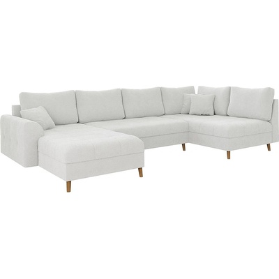 ROPEZ Кремав ъглов диван от плат букле (ляв ъгъл/"U" форма) Ariella - Ropez (Ariella Narożnik U - Lewa OT tk. Abriamo 04 nogi natura)