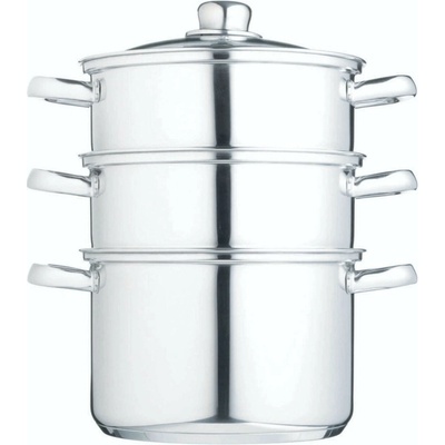 KitchenCraft nerezový parní hrnec 22 cm, 3 patra – napařovací hrnec na sporák pro zdravé vaření v páře, vícepatrový hrnec – Zboží Dáma