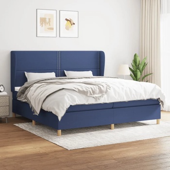 vidaXL Боксспринг легло с матрак, синьо, 200x200 см, плат (3128475)