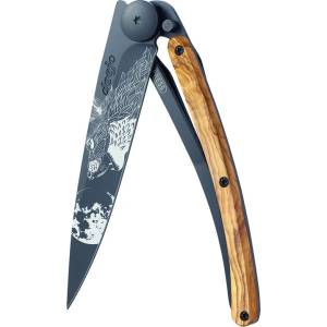 DEEJO 1gb135 tattoo black / Ултралеко джобно ножче с дръжка от маслинено дърво (1gb135)