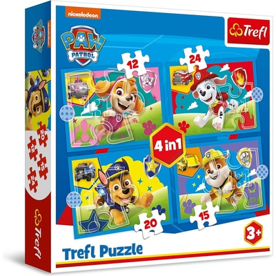 Trefl Пъзел Trefl 4 в 1 - Пес Патрул в движение (34628)
