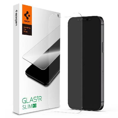 Калено стъклено защитно покритие за дисплея на iPhone 12, iPhone 12 Pro - Spigen Glass. Tr Slim Tempered Glass (прозрачен) (AGL01511)