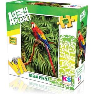 KS Games Animal Planet пъзел 100 части - Папагал - Алена Ара (24x34)