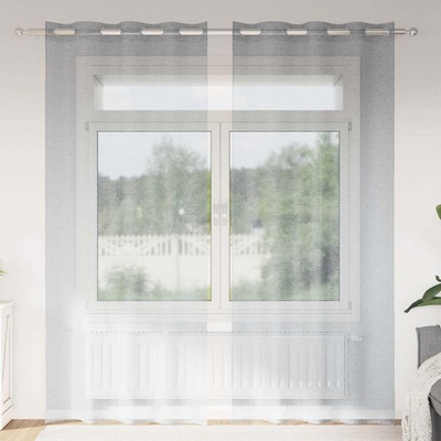 vidaXL Перде от воал С завеси 2 pcs Тъмен сив 225 x 140 см Полиестер (4108004)