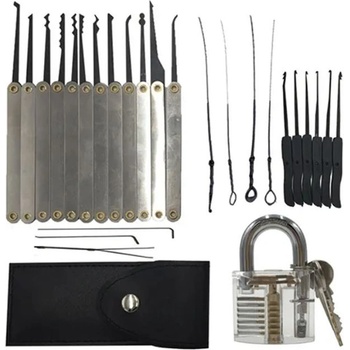 Комплект ножове LockPick 15в1 + 1бр. прозрачна ключалка за обучение (LG-COT-103)