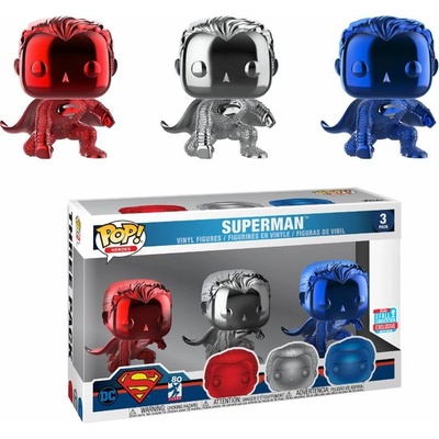 Funko Pop! DC Justice League Superman Landing Chrome Fall Convention 2018 3 Pack