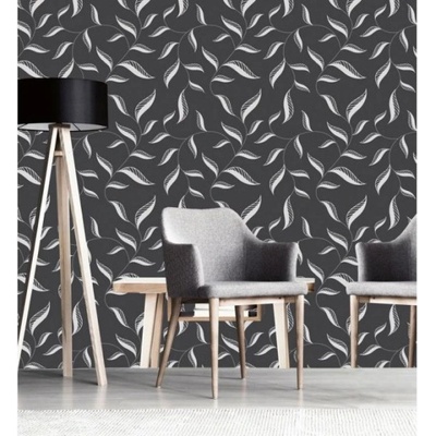 DIMEX ART Луксозна флизелинова тапета сиви раирани листа