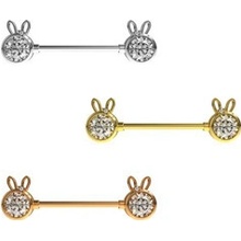 Piercingate piercing do bradavky Hello Kitty s hvězdičkou a kamínkem PBR00051 Růžové zlato