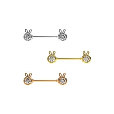 Piercingate piercing do bradavky Hello Kitty s hvězdičkou a kamínkem PBR00051 Růžové zlato