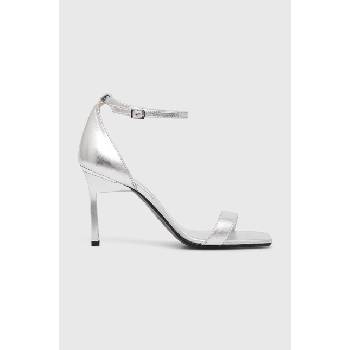 Calvin Klein Кожени сандали Calvin Klein HEEL SANDAL 90 MET в сребристо HW0HW02132 (HW0HW02132)