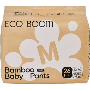 Eco Boom Бамбукови еко пелени гащи Eco Boom Premium - Размер 3, 6-11 kg, 26 броя (ECO BOOM)