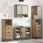 vidaXL Комплект мебели за баня 4 бр. Дъб 80 x 33 x 60 см (3402337)