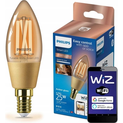 Philips Smart LED 4,9W, E14, jantarové sklo, Tunable White