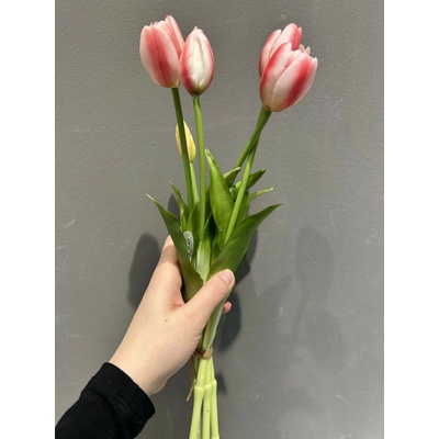 Kytička tulipánov Real Touch 5 ks biela/fuksia - Nuvole di Stoffa